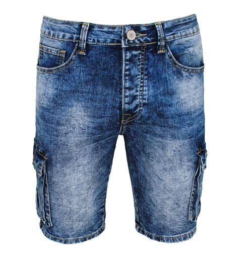 Pantaloni corti in denim con ricamo in blu scuro 